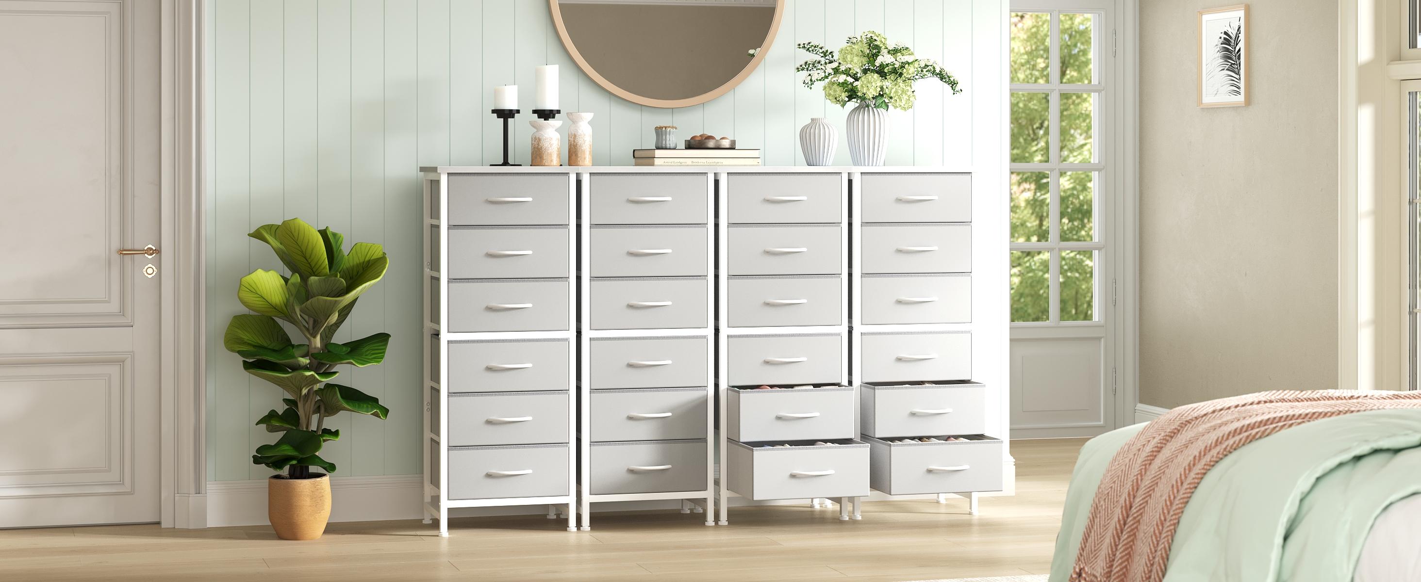Tall Storage Dresser with 6 Fabric Drawers, Metal Frame with Cross Support Rods, Anti-Tip, Wood Top for Bedrooms, Offices and Compact Spaces Tall Storage Dresser with 6 Fabric Drawers, Metal Frame with Cross Support Rods, Anti-Tip, Wood Top for Bedrooms, Offices and Compact Spaces