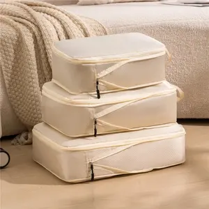 3PCS Travel Packing Cubes Set – Compressible Waterproof Nylon Luggage Organizer Bags for Suitcase & Travel Storage