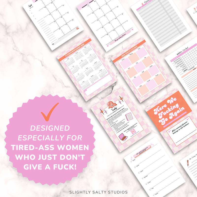 2026 F*ck It Planner for Tired-Ass Women - Funny Daily & Monthly Planner with Budget and Mood Trackers, 60+ Sarcastic Quotes, 110 Full-Color Pages, Hard Cover, Gold Spiral Binding