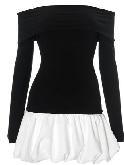 Off Shoulder Top Bubble Skirt Baby Doll Dress Women's Dress Casual Wear