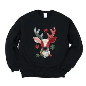 Reindeer Patchwork Print -  Womens Sweatshirt