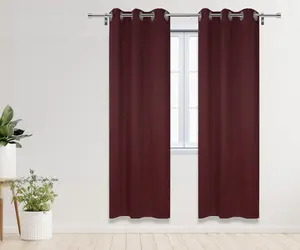 42 X 84 Inch Blackout Polyester Curtains with Grommets Burgundy - 2 Panels