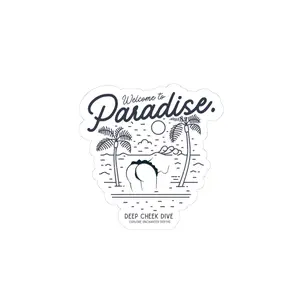 Welcome to Paradise sticker | palm trees, beach, humorous bum design