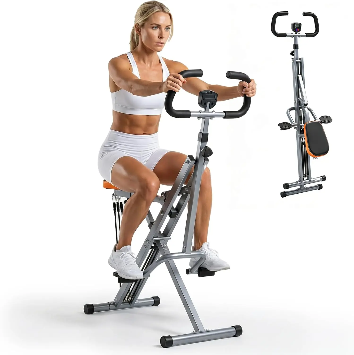 Women's Squat & Rowing Machine - 330 lbs Capacity Glute Workout Equipment with Adjustable Resistance, Foldable Home Full Body Exercise Machine