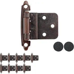 3/8 Inch Inset Cabinet Door Hinges Oil Rubbed Bronze, 20 Pack 10 Pairs Flush Face Mount Cupboard Self-Closing Kitchen Cabinet Hardware Hinges with Door Bumper, CH201-ORB-P20