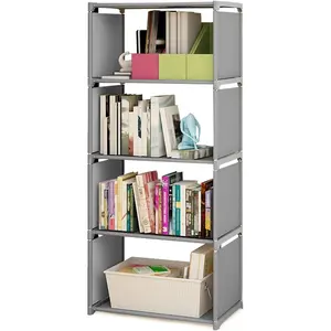 4 Tier High Bookcase, Storage Shelf Organizer, Locker Display, Industrial Display, Stackable Storage Shelf for Home Office, Living Room, Kitchen, 40cm Wide