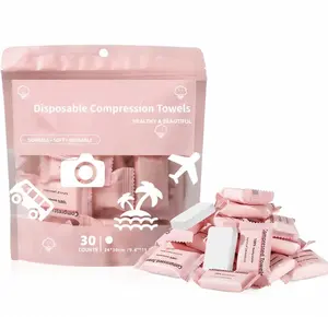 ICOTLE Absorptive Anti-Bacterial Compressed Towel Tablets, Unisex Disposable Face & Hair Towels for Travel, Camping, 1 Pack (30 Count, 9.4"x11.8")