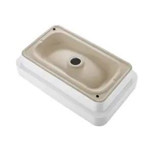 Semi Recessed Bathroom Sink, 19.29x 12.01 Inch Rectangular White Ceramic Vessel Sink with 1-3/4 Inch Drain Hole, Drop in Modern Lavatory Vanity Bath Wash Bowl Basin, Rectangle for Small Space