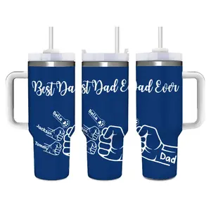 Best Dad Ever 40oz Water Bottle Large Personalized Reusable Food Grade Stainless Steel Tumbler Leak Proof Stylish Fathers Day Birthday Holiday Gift for Dad Men Perfect for Office Home Travel