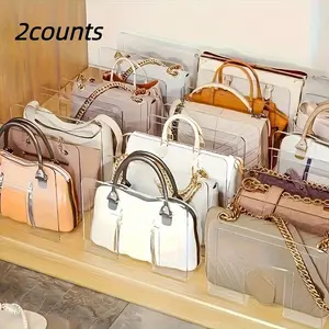 2 Counts Transparent 4 Grid Bag Organizer, Storage Box for Handbags, Neckties, Scarves, Closet Divider, Shelf Organizer, Versatile Storage Solution