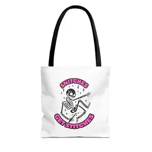 Crafty NHC Snitches Get Stitches Tote Bag, Eco-Friendly Shopping Bag, Knitting Gift, Craft Supply Carrier, Unique Yarn Lover Accessory