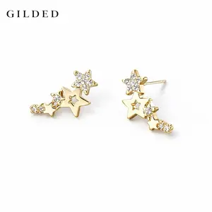 GILDED Sparkling Star-Shaped Stud Earrings - Trendy Zircon Earrings