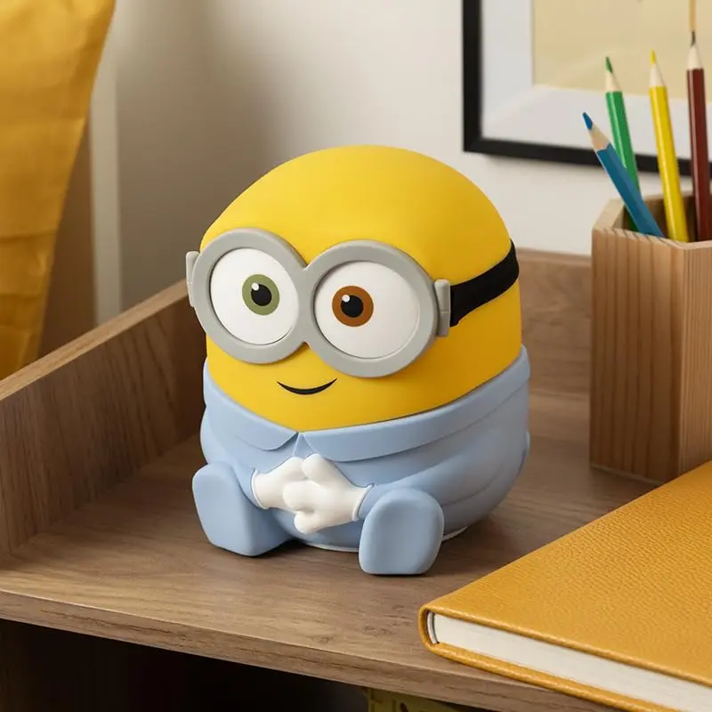 Minions Bob SquishyGlo Silicone Night Light, Officially Licensed Soft Touch Rechargeable Lamp with Auto-Off Timer for Bedrooms & Home, Kids & Adults| Paladone