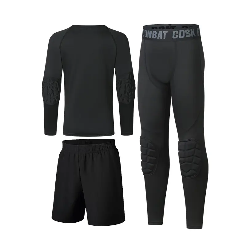 Kids' Anti-Injury Protective Gear, 2-Piece Padded Compression Set, Quick Dry with Anti-Fall Protection for Basketball and Running