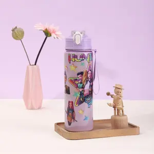 1pc 700ML Kpop Demon Hunter Water Cup, Cute Cartoon Design, Lightweight Plastic, Leak-Proof, Portable, Ideal for Sports, Gym, Travel, Water Bottles