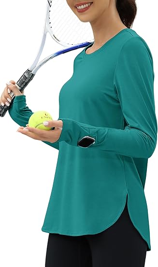 KevaMolly Workout Tops for Women Long Sleeve UPF 50+ UV Protection Sun Shirt Lightweight Quick Dry Rash Guard Hiking Shirts