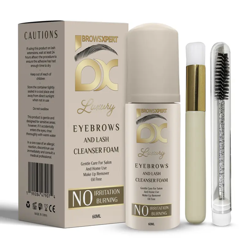 BROWSXPERT Eyebrow & Lash Clarifying Shampoo – Gentle Oil-Free Foam Cleanser | Preps Brows for Tint & Henna | Safe for Sensitive Skin (60 ml)