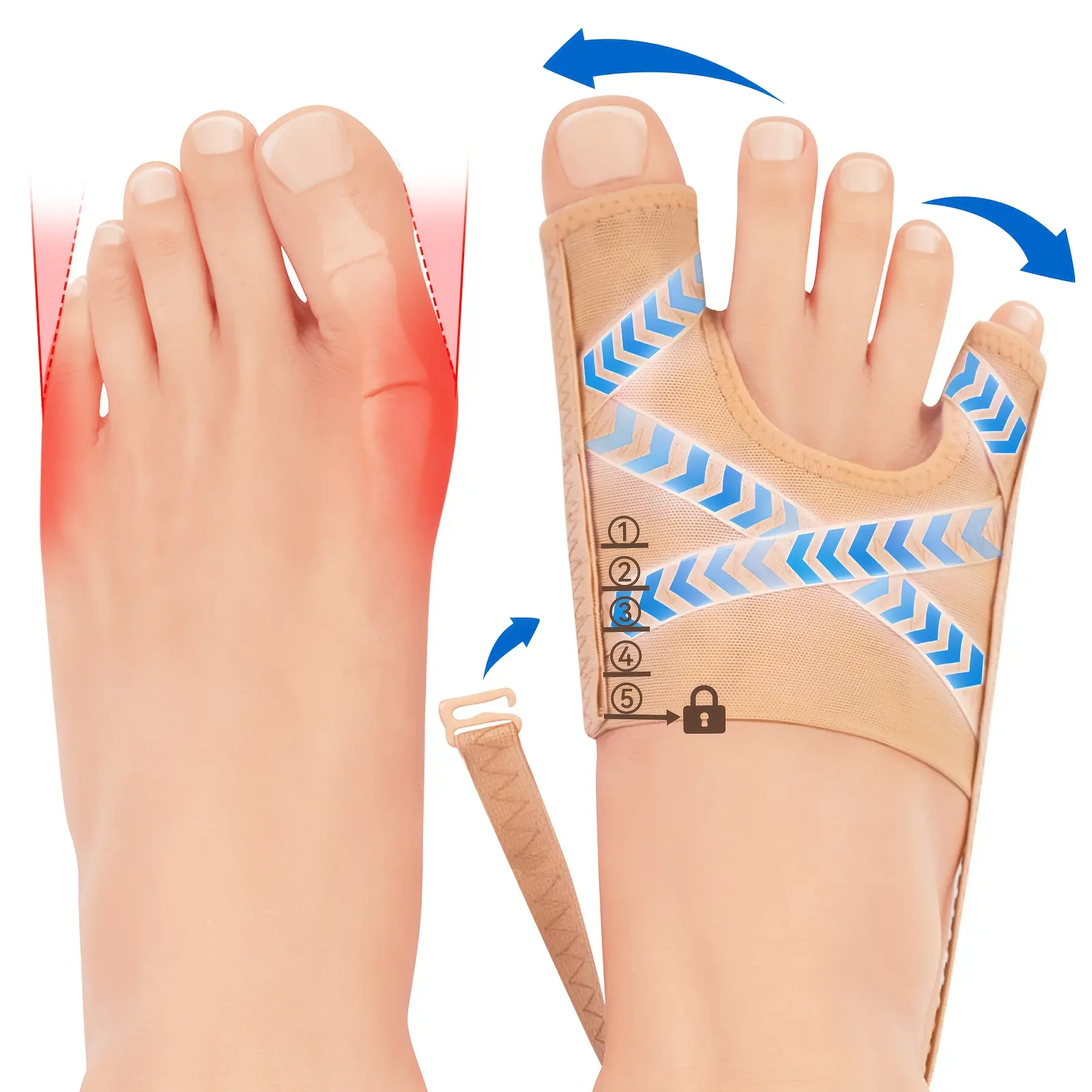 Single Item Adjustable Toe Separator - Big & Small Toe Division, Day-Night Progressive Comfort