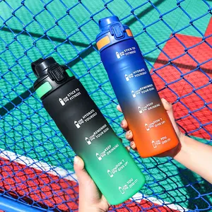 Cycling sports water cup high value matte gradual change plastic cup student outdoor elastic cover direct drinking cup