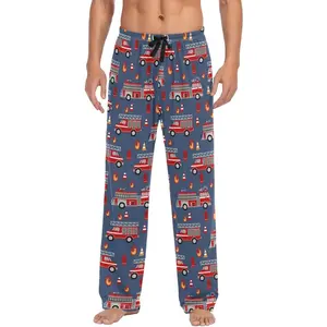 Men's Pajama Pants Super Soft Fire Trucks Sleep Lounge Pants Pjs Bottoms with Pockets Big Casual Long Lightweight Modal Polyester Spandex Elastic Waistband Drawstring Nightwear Day Loungewear Menswear Stylish Cotton Homewear Pyjamas
