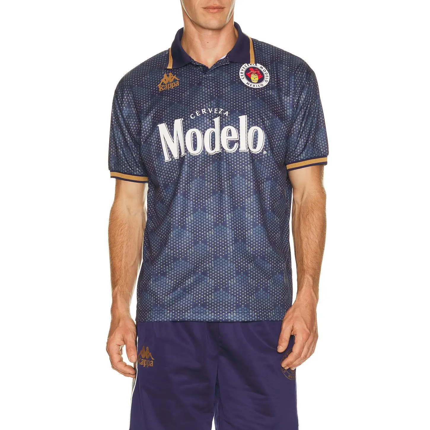 Kappa x Modelo Authentic Sunil Jersey in Blue Evening, White Milk, & Yellow Gold Rich