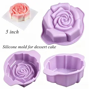 3Pcs,5-Inch, Rose Flower Silicone Mold, Food-Grade Material, Easy Release, Ideal for Chocolate, Mousse, Candy, Jelly, Creative Baking Tool
