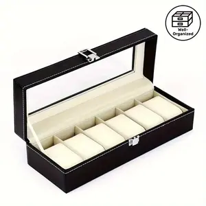 Watch Collector's Modern Display Case - 12 Slot Box with Glass Top & Soft Interior. Showcase & Protect Your Automatic, Dress & Sports Watches