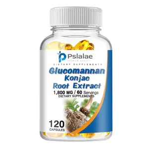 Pslalae-Glucomannan (Konjac Root) Softgel-Gelatin Capsule, Rice Flour, Silicon Dioxide-1800MG-Pure Plant Extract-120 Capsules