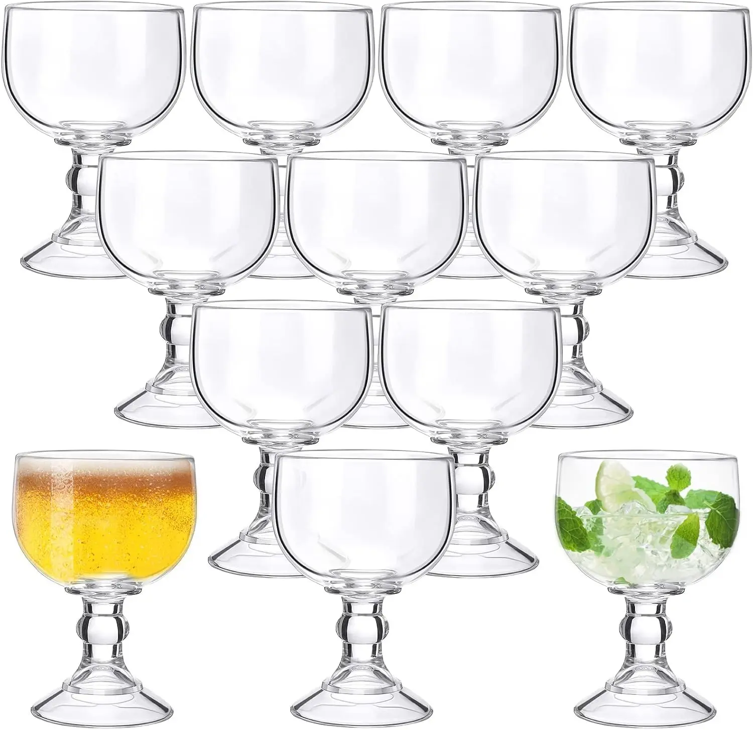 Sabary Set of 12 21.5 oz Schooner Margarita Glasses Bulk, Extra Large Shrimp Glass Clear Fishbowl Cup Thick Bottom Goblet Cocktail Glasses for Coronaritas Beer Margarita Juice Water