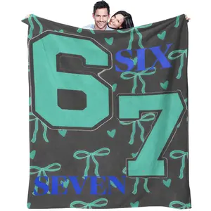 Viral Fashion "67 Meme" Printed Blanket , Stylish Bedroom Decor , Niche Meme Community Gift , Perfect for Office & Air-Conditioned Space, Letter Print Blanket