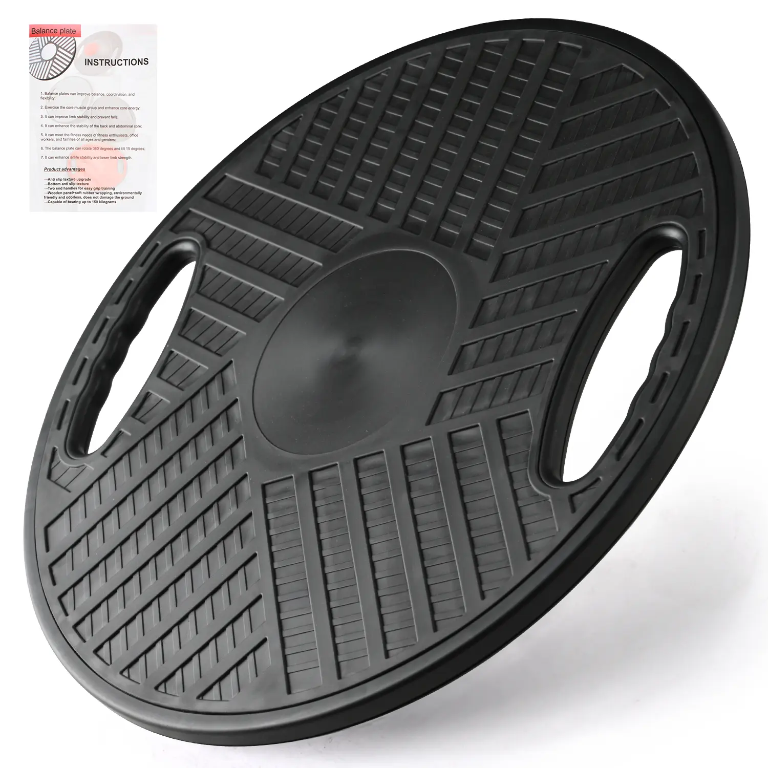 15-inch balance board, sports balance stability training device, portable balance board with rubber support feet, suitable for core training, physical therapy, and fitness.