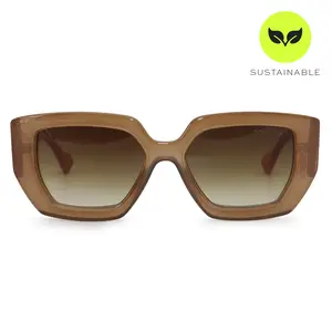 Incognito Brown Sunglasses - Bold Sculpted Frame - Oversized Silhouette - Gradient Lenses