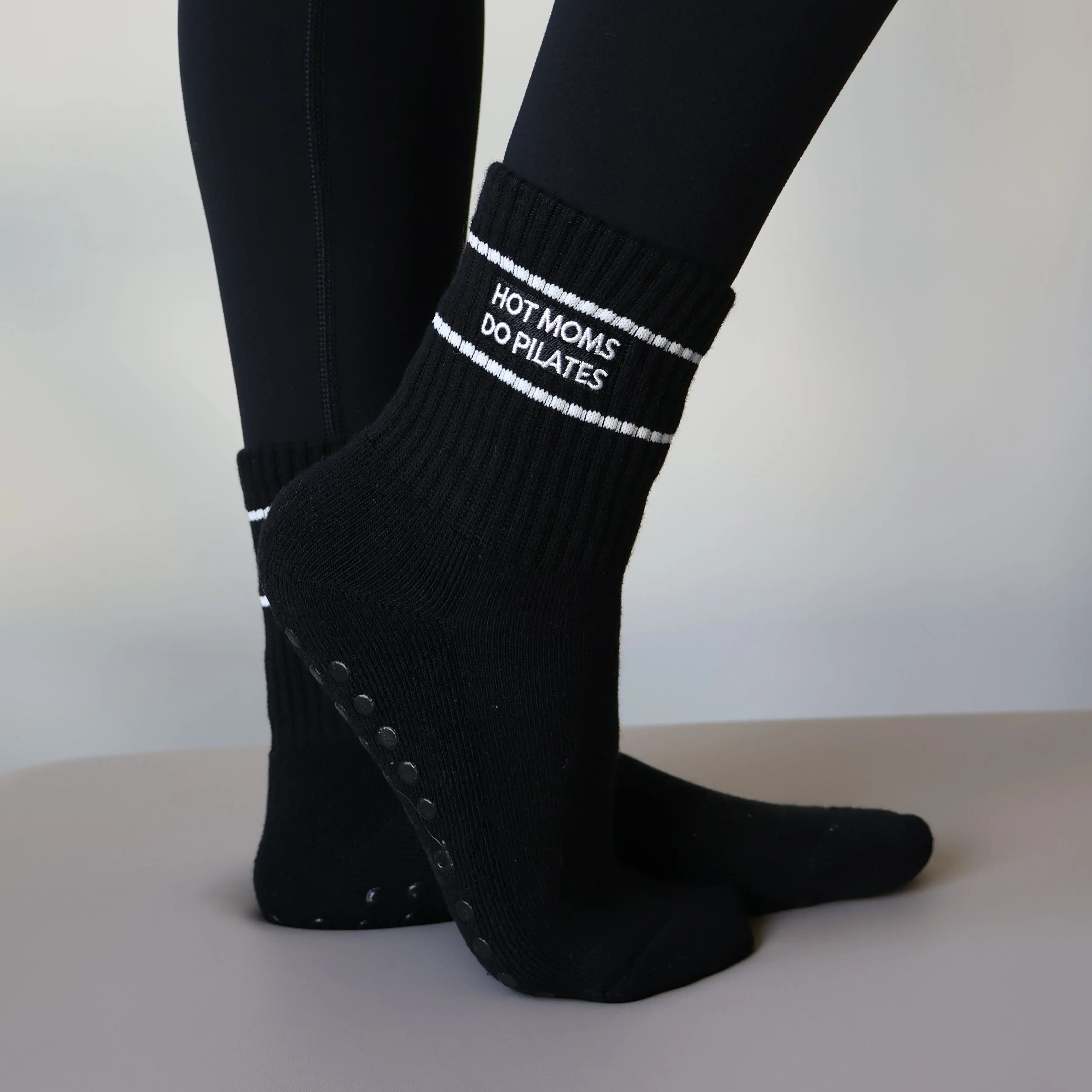 Hot Moms Do PILATES Socks - pilates socks for moms - mom grip socks Active Socks Sports Socks