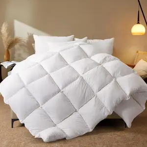Feather Comforter,Filled with Feather and Down Fiber, White King Size All Season Duvet Insert, Luxurious Hotel Bed Comforter, 100% Cotton Cover,Medium Warmth with Corner Tabs,106x90 Inch