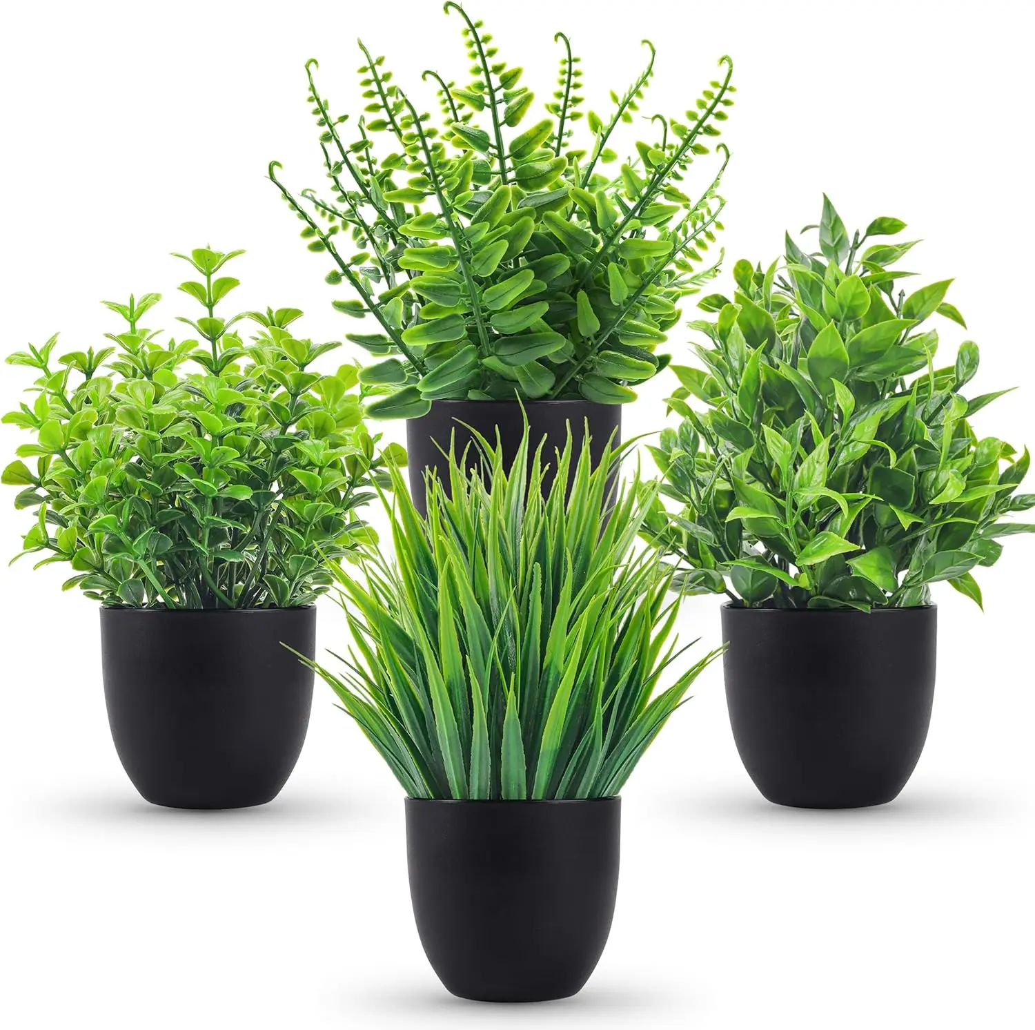 Fake Plants 4 Packs Artificial Plants Small Faux Plants Black Bathroom Accessories for Halloween Bathroom Home Kitchen Coffee Table Office Desk Decor Indoor