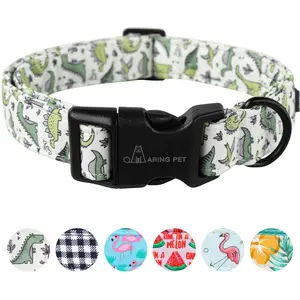 ARING PET Dinosaur Dog Collar, Adjustable & Soft Cotton Dog Accessory with Plastic Buckle for Small, Medium & Large Puppy Dogs