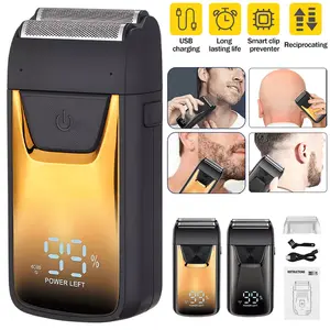 Electric Foil Shaver for Men-3 Adjustable Speeds, Rechargeable Waterproof Razor with LED Display,Ultra-Thin Titanium Foils for Face,Beard&Head Shaving Comfort White Afeitadora eléctrica