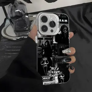 Frosted Drop-Proof Acrylic All-Inclusive Scream Ghostface Horror Black Case Suitable for iPhone 17/16/15/14/13/12/11 Pro Max/Plus Premium Feeling