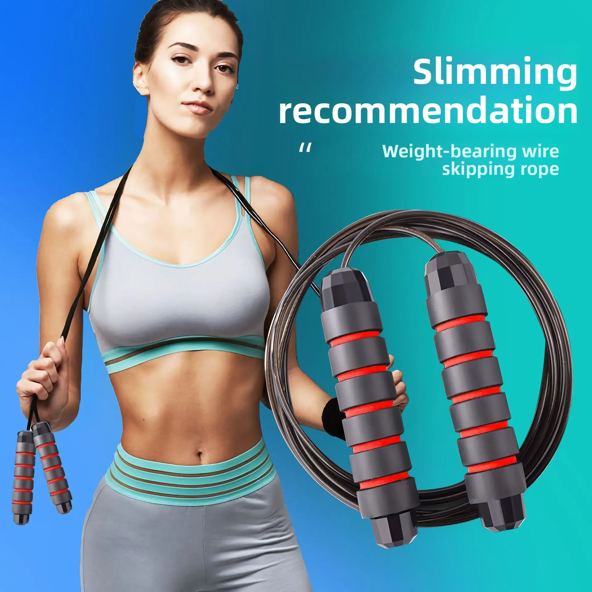 High-Quality Adjustable Weighted Jump Rope, Skipping Ropes with High-Speed Roller Design, No Knot Jumps, Ergonomic Foam Handle, Suitable for Home Fitness & Outdoor Sports