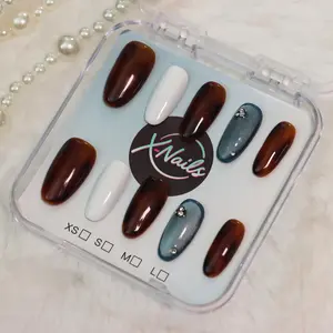 Xnails | STARRY GALASXY | 10PCS Handmade Press on nails Oval Shape REUSABLE, Salon Quality, Glossy Design