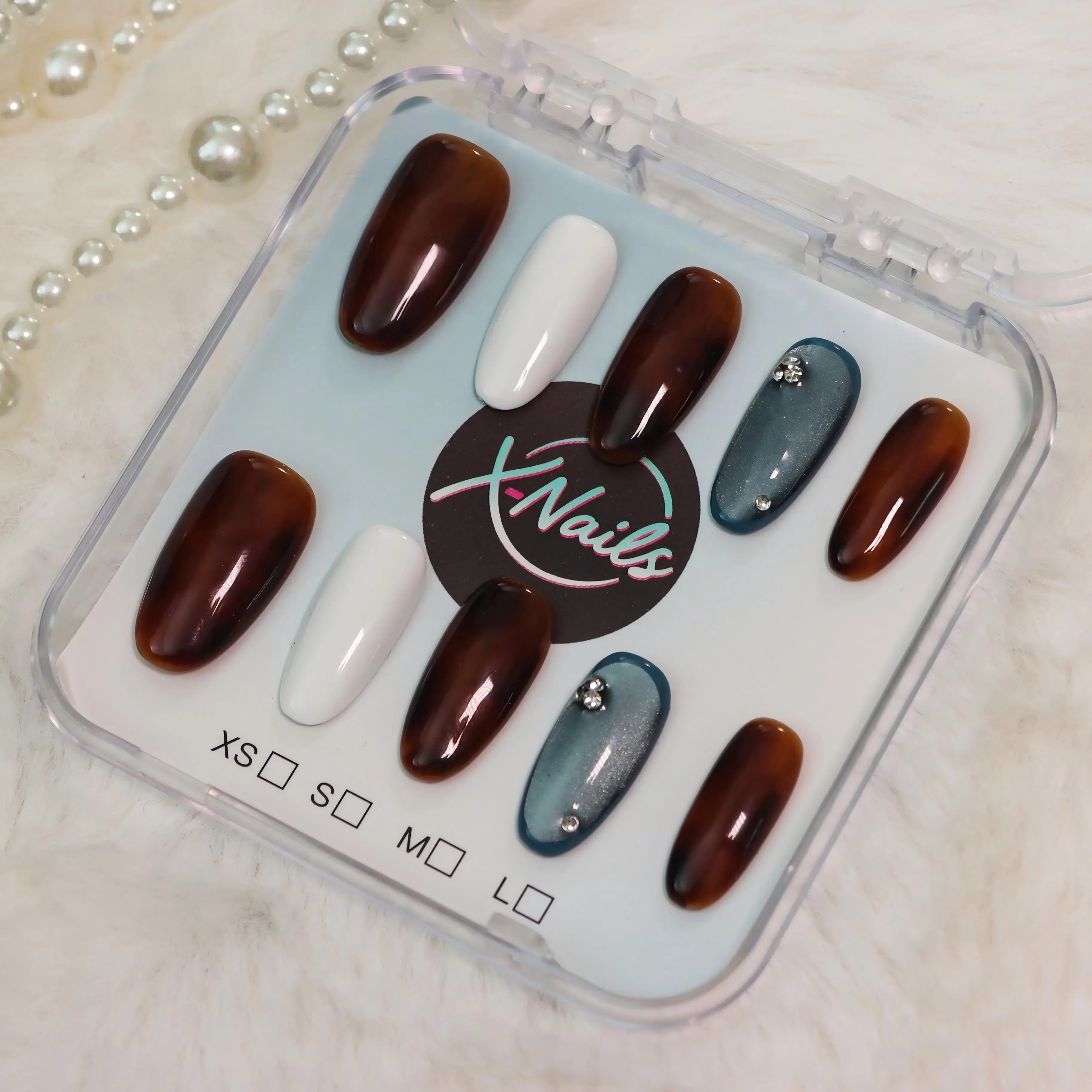 Xnails Starry Galaxy Decorative Press-On Nails - 10PCS Handmade Oval-Shape, Reusable, Salon-Quality, Glossy Nail Art Accessories for Beauty & Personal Care, Decorative Nails