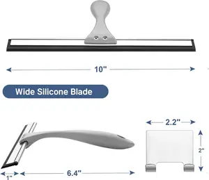 AmazerBath Squeegee for Shower Glass Door, All-Purpose Squeegee with Hook for Shower Doors, Windows, Mirrors, Tiles and Car Glass, 10 Inches