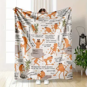 Walking Rigatoni Meme Flannel Fleece Throw Blanket Don't Yell At Me I'm Sensitive Quote Funny Cursed Image HD Print Ultra Soft Warm Cozy Gen Z Gift