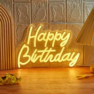 USB Powered Happy Birthday Neon Sign, 1 Count Neon Light Sign, Indoor Birthday Party Gift Decoration Light, Home Decor for Living Room Bedroom