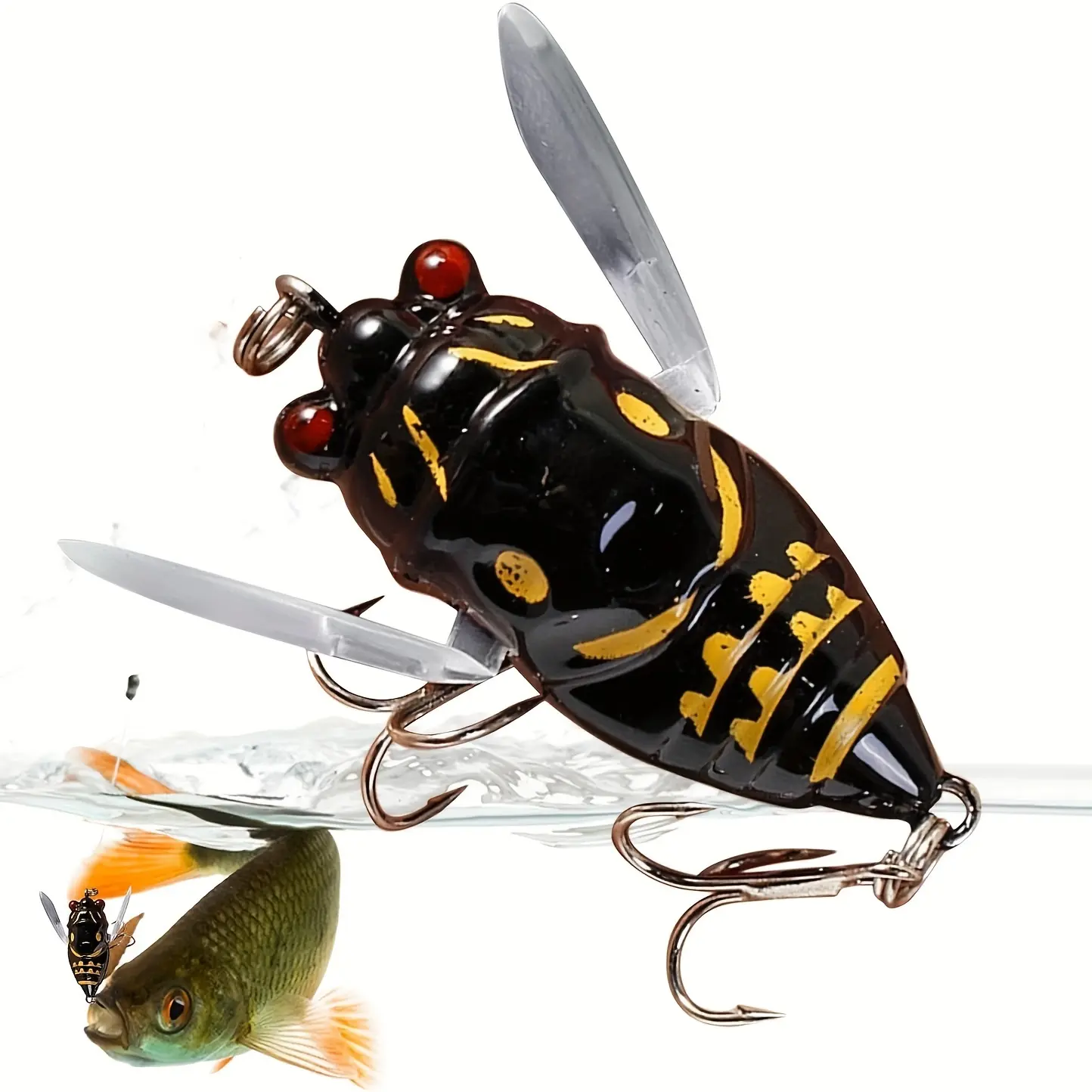 Cicada Shape Fishing Hard Bait Holographic Eye Biomimetic Insect Lure Realistic Topwater Bait for Freshwater Saltwater Fishing Tackle