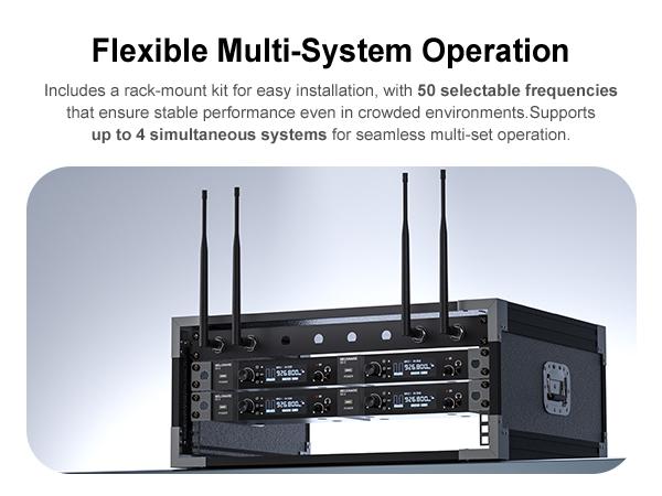 Wireless in-Ear Monitor System, Auto Scan IEM System Stereo w/Bodypack Receiver & Earphones, 50 Tunable Frequencies 164ft Range, in Ear Monitors for Musicians, Bands, Studio (SD-2-1R)