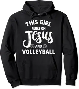 Jesus Volleyball Gift For Girls Women Mom Athlete Teen Youth Pullover Hoodie - Ronniemu Shop 55B08VTCR4WJ