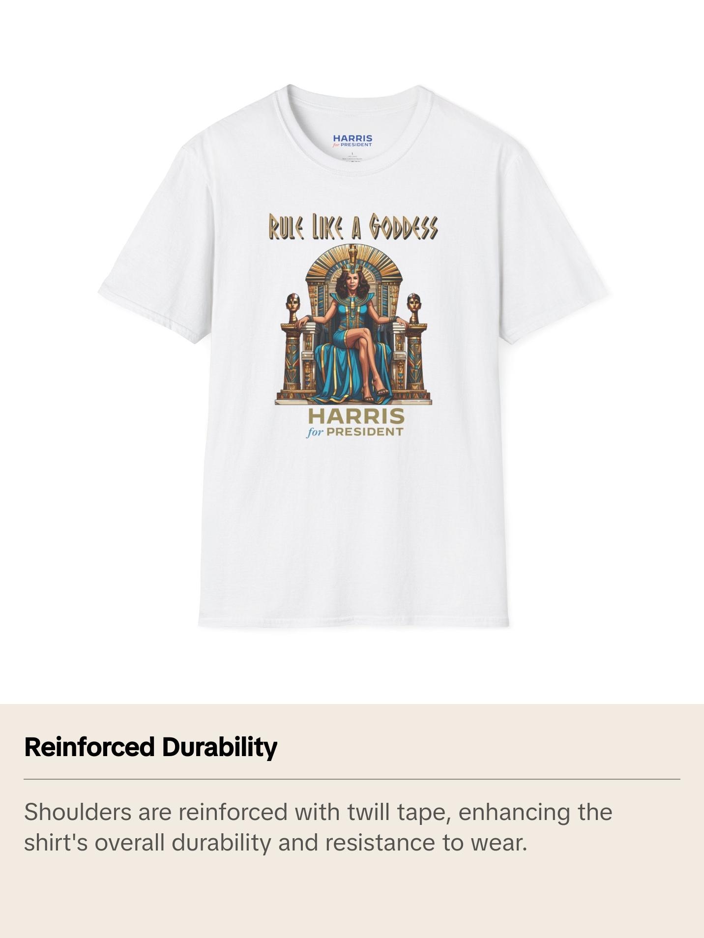 Kamala Harris "Rule Like a Goddess" Egyptian Queen T-Shirt - Bold Political Leadership Tee - Available in Multiple Colors Comfort Cotton Classic Fabric Menswear Top  Crewneck Tshirt