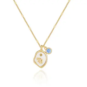12 Zodiac Sign Necklace for Women, Gold Plated Constellation Pendant Necklace, Dainty Astrology Birthstone Horoscope Jewelry, Birthday Anniversary Personalized Gift for Her