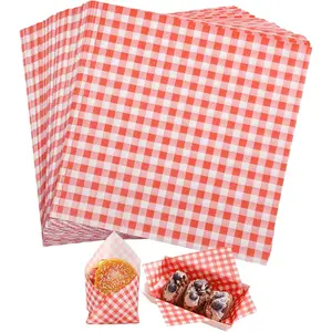 200 count Checkered Waxed Deli Paper Sheets 7 * 7 Inch, -grade Greaseproof Paper  Basket Liners for Sandwiches, Burgers, Fries Wrapping for Party, Festival and Outdoors - Red
